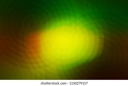 Dark Green, Yellow vector cover with spots. Illustration with set of shining colorful abstract circles. Pattern can be used for futuristic ad, booklets.