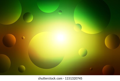 Dark Green, Yellow vector cover with spots. Beautiful colored illustration with blurred circles in nature style. New design for ad, poster, banner of your website.