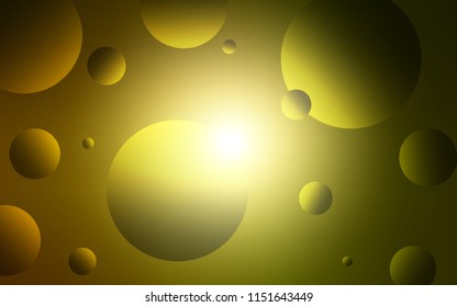 Dark Green, Yellow vector cover with spots. Beautiful colored illustration with blurred circles in nature style. Pattern can be used for futuristic ad, booklets.
