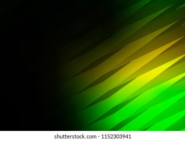 Dark Green, Yellow vector cover with long lines. Glitter abstract illustration with colored sticks. Smart design for your business advert.