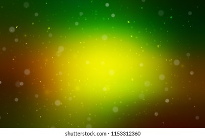 Dark Green, Yellow vector cover with beautiful snowflakes. Shining colored illustration with snow in christmas style. The pattern can be used for year new  websites.
