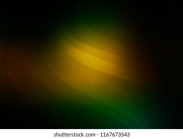 Dark Green, Yellow vector cover with long lines. Shining colored illustration with narrow lines. Best design for your ad, poster, banner.
