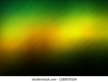 Dark Green, Yellow vector cover with long lines. Shining colored illustration with narrow lines. Best design for your ad, poster, banner.
