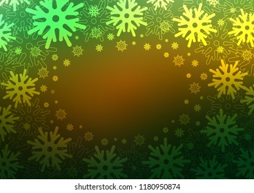 Dark Green, Yellow vector cover with beautiful snowflakes. Modern geometrical abstract illustration with crystals of ice. New year design for your business advert.