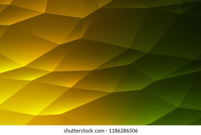 Dark Green, Yellow vector cover in polygonal style. Abstract gradient illustration with triangles. Pattern can be used for websites.