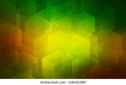 Dark Green, Yellow vector cover with set of hexagons. Glitter abstract illustration in hexagonal style. Pattern can for your ad, booklets.
