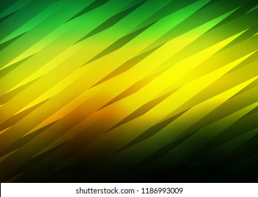 Dark Green, Yellow vector cover with long lines. Glitter abstract illustration with colored sticks. The pattern can be used for busines ad, booklets, leaflets
