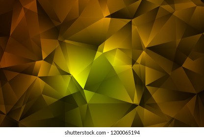 Dark Green, Yellow vector cover in polygonal style. Beautiful illustration with triangles in nature style. Best design for your ad, poster, banner.