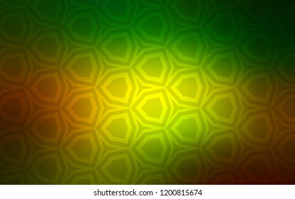 Dark Green, Yellow vector cover with set of hexagons. Illustration with set of colorful hexagons. New template for your brand book.