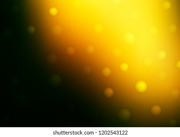 Dark Green, Yellow vector cover with spots. Blurred bubbles on abstract background with colorful gradient. The pattern can be used for aqua ad, booklets.
