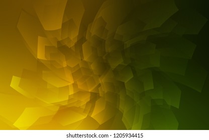 Dark Green, Yellow vector cover with set of hexagons. Glitter abstract illustration in hexagonal style. Pattern can for your ad, booklets.
