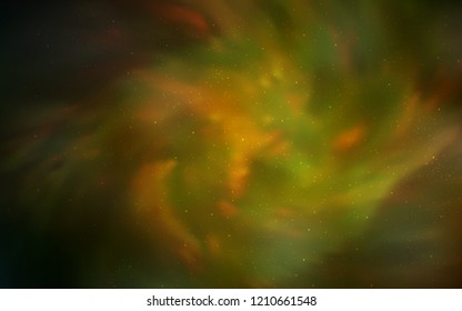 Dark Green, Yellow vector cover with astronomical stars. Glitter abstract illustration with colorful cosmic stars. Best design for your ad, poster, banner.