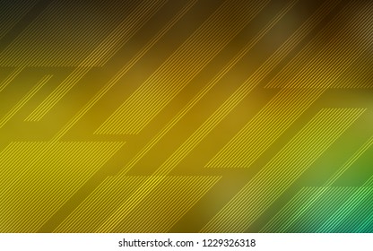 Dark Green, Yellow vector cover with stright stripes. Shining colored illustration with sharp stripes. Smart design for your business advert.