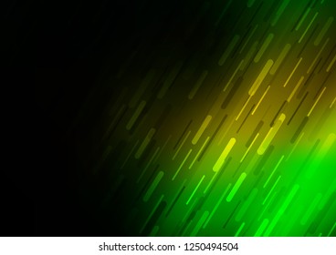Dark Green, Yellow vector cover with long lines. Lines on blurred abstract background with gradient. Best design for your ad, poster, banner.