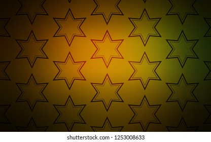 Dark Green, Yellow vector cover with small and big stars. Shining colored illustration with stars. Pattern for new year ad, booklets.