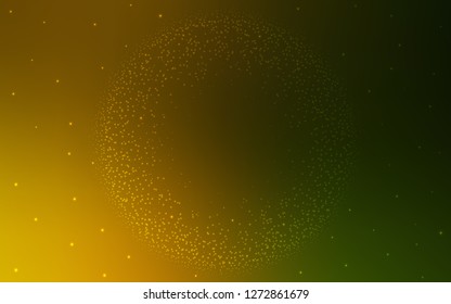 Dark Green, Yellow vector cover with astronomical stars. Blurred decorative design in simple style with galaxy stars. Pattern for futuristic ad, booklets.