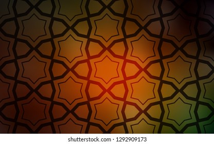 Dark Green, Yellow vector cover with small and big stars. Decorative illustration with stars on abstract template. Pattern for wrapping gifts.