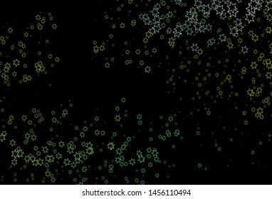 Dark Green, Yellow vector cover with small and big stars. Blurred decorative design in simple style with stars. Best design for your ad, poster, banner.