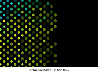 Dark Green, Yellow vector cover with spots. Blurred decorative design in abstract style with bubbles. Design for posters, banners.