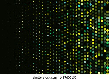 Dark Green, Yellow vector cover with spots. Abstract illustration with colored bubbles in nature style. Pattern of water, rain drops.