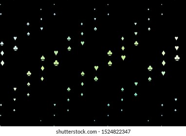 Dark Green, Yellow vector cover with symbols of gamble. Illustration with set of hearts, spades, clubs, diamonds. Design for ad, poster, banner of gambling websites.