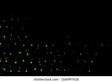 Dark Green, Yellow vector cover in polygonal style with circles. Abstract illustration with colorful dots, lines, cubes. Modern template for your landing page.