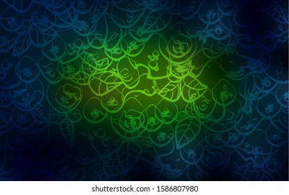 Dark Green, Yellow vector cover with cuisine gourmet. Beautiful colored illustration with food in doodle style. Pattern for ad, booklets, leaflets of restaurants.