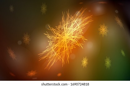 Dark Green, Yellow vector cover with beautiful snowflakes. Modern geometrical abstract illustration with crystals of ice. New year design for your ad, poster, banner.