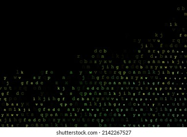 Dark green, yellow vector cover with english symbols. Shining illustration with ABC symbols on abstract template. The pattern can be used for school, grammar websites.