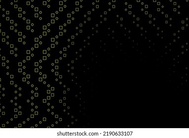 Verde oscuro, cubierta vectorial amarilla con estilo poligonal. Diseño decorativo de estilo abstracto con rectángulos. Patrón para comerciales.