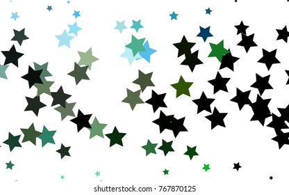 Dark Green, Yellow vector cover with small and big stars. Glitter abstract illustration with colored stars. The pattern can be used for new year ad, booklets.