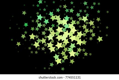 Dark Green, Yellow vector cover with small and big stars. Blurred decorative design in simple style with stars. The pattern can be used for new year ad, booklets.