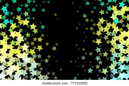 Dark Green, Yellow vector cover with small and big stars. Decorative shining illustration with stars on abstract template. The template can be used as a background.
