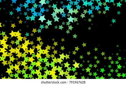 Dark Green, Yellow vector cover with small and big stars. Modern geometrical abstract illustration with stars. The template can be used as a background.