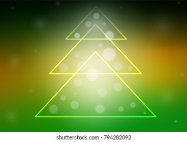 Dark Green, Yellow vector cover with a xmas tree. Shining colored illustration with xmas tree in christmas style. The template can be used as a new year background.