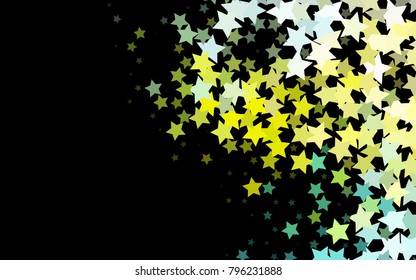 Dark Green, Yellow vector cover with small and big stars. Modern geometrical abstract illustration with stars. The pattern can be used for wrapping gifts.