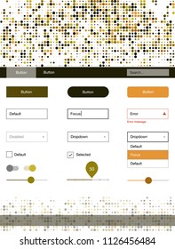 Dark Green, Yellow vector design ui kit with dots. Simple Material Design Kit with colorful dots in header. This template you can use for websites.