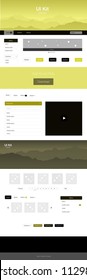 Dark Green, Yellow vector design ui kit with landscape. Colorful Style guide with mountains on abstract background. Beautiful layout for websites, landing pages.