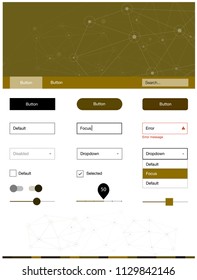 Dark Green, Yellow vector design ui kit with mosaic, circles. Colorful ui/ux kit with triangles, circles in header. This template you can use for landing pages.