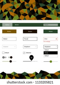 Dark Green, Yellow vector design ui kit with mosaic. Colorful ui/ux kit with header consisted of triangles. Modern template for your landing page.