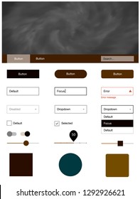 Dark Green, Yellow vector design ui kit with universe stars. Colorful ui/ux kit with header consisted of clouds & stars. Beautiful layout for websites, landing pages.