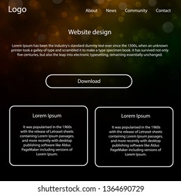 Dark Green, Yellow vector design ui kit with universe stars. Modern Style guide with colorful gradient sky in its header. Beautiful layout for websites, landing pages.