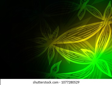 Dark Green, Yellow vector doodle blurred background. Ethnic elegant natural pattern with gradient. The best blurred design for your business.