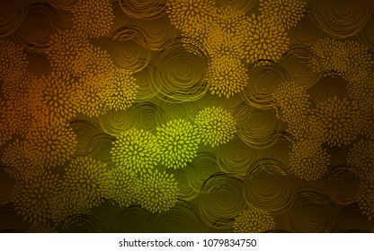 Dark Green, Yellow vector doodle bright background. Sketchy doodles with flowers on blurred background. The template can be used as a background for cell phones.
