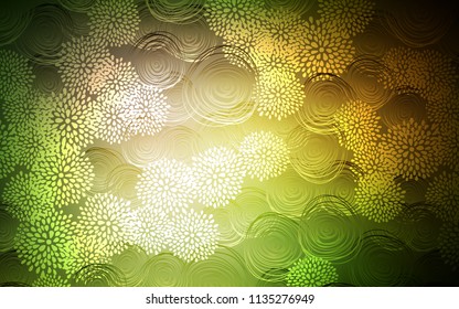 Dark Green, Yellow vector doodle blurred texture. Modern geometrical abstract illustration with flowers. The elegant pattern can be used as a part of a brand book.