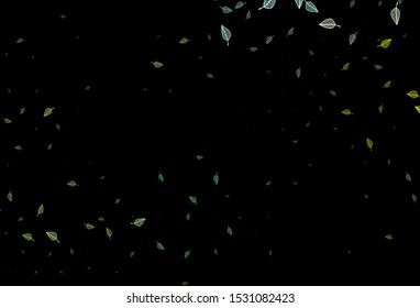 Dark Green, Yellow vector doodle background. Glitter abstract illustration with leaves. Hand painted design for wrapping, wallpaper.