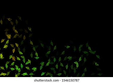 Dark Green, Yellow vector doodle background. Glitter abstract illustration with leaves. The best blurred design for your business.