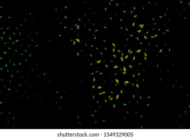 Dark Green, Yellow vector doodle layout. Creative illustration in simple style with leaves. Hand painted design for web, leaflet, textile.