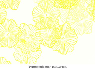 Dark Green, Yellow vector doodle background with leaves. Doodle illustration of flowers in Origami style. Doodle design for your web site.