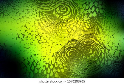 Dark Green, Yellow vector doodle bright template. Colorful abstract illustration with flowers in doodle style. The template can be used as a background for cell phones.